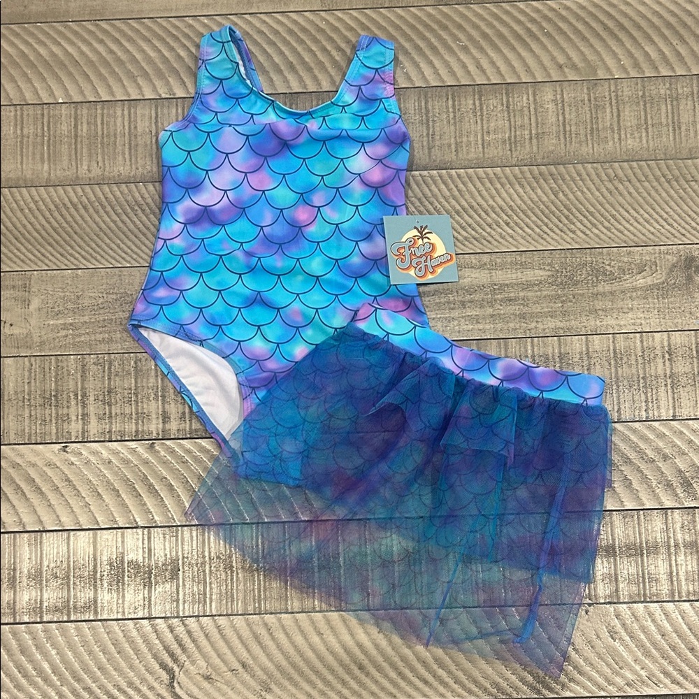 Blue and Purple Kids Swim One Piece